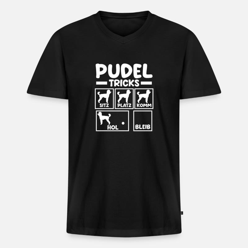 Hund Pudel - Männer Premium Bio T-Shirt mit V-Ausschnitt - Schwarz