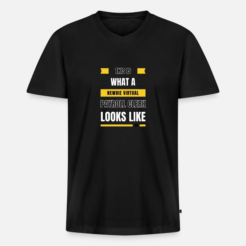 Neuling virtueller Gehaltsabrechnungssachbearbeiter - Männer Premium Bio T-Shirt mit V-Ausschnitt - Schwarz