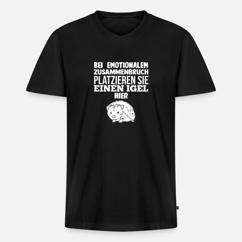 Tiermotiv Igel - Männer Premium Bio T-Shirt mit V-Ausschnitt - Schwarz