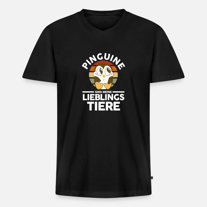 Tiermotiv Pinguin - Männer Premium Bio T-Shirt mit V-Ausschnitt - Schwarz