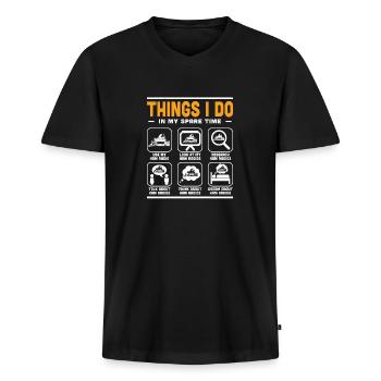 Frequency Ham Radio Expert Things I Do In My Spare - Männer Premium Bio T-Shirt mit V-Ausschnitt - Schwarz - Vorne - Nico (187cm)