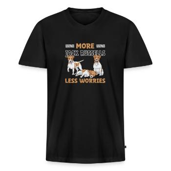 Jack Russell Terrier - Premium økologisk T-shirt med V-hals til mænd - sort - Foran - Nico (187cm)