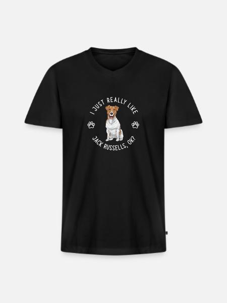 Jack Russell Terrier - Men's Premium Organic T-shirt with V-neck - black