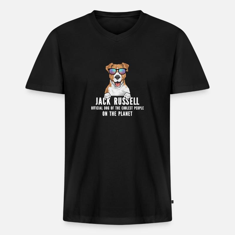 Jack Russell Terrier - Männer Premium Bio T-Shirt mit V-Ausschnitt - Schwarz