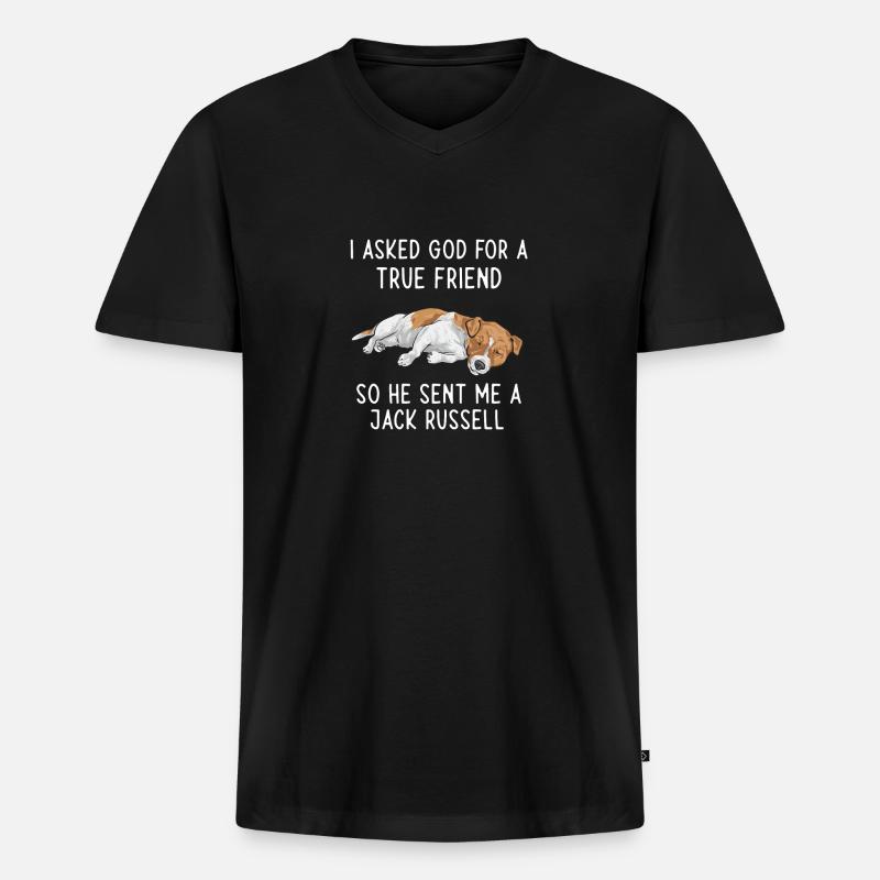 Jack Russell Terrier - Männer Premium Bio T-Shirt mit V-Ausschnitt - Schwarz