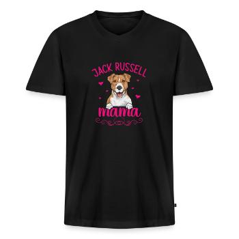 Jack Russell Terrier - Men's Premium Organic T-shirt with V-neck - black - Front - Nico (187cm)