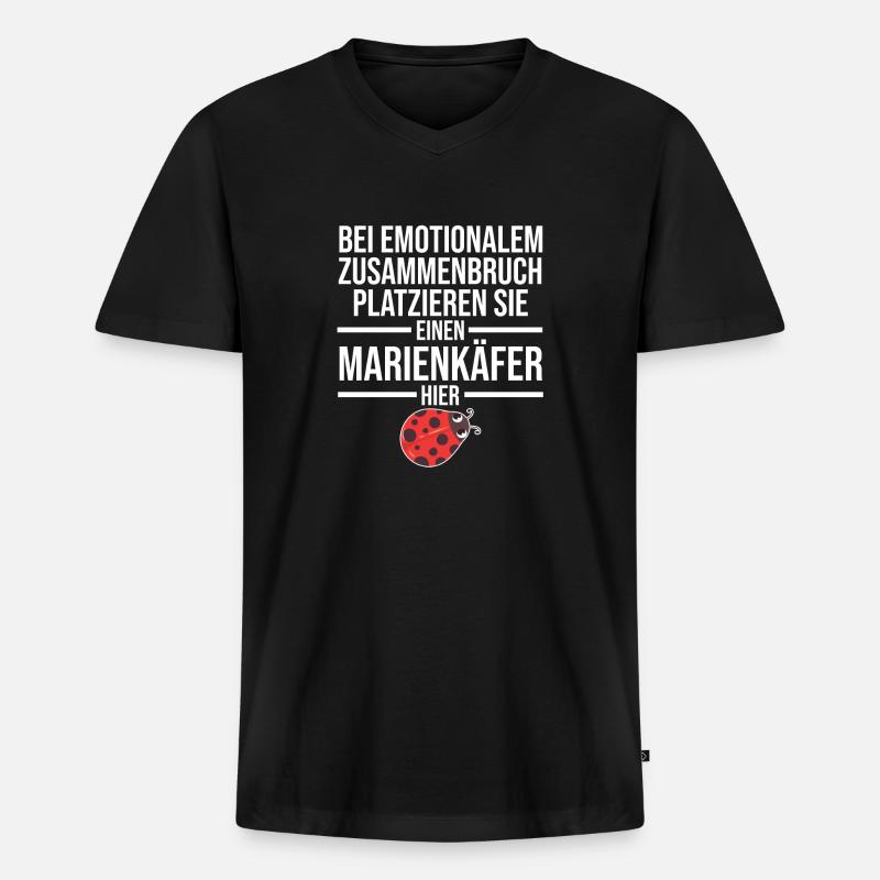 Marienkäfer - Männer Premium Bio T-Shirt mit V-Ausschnitt - Schwarz