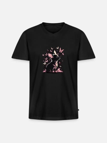 Chihuahua Chien Papillon 12 - T-shirt encolure en V Premium bio Homme - noir