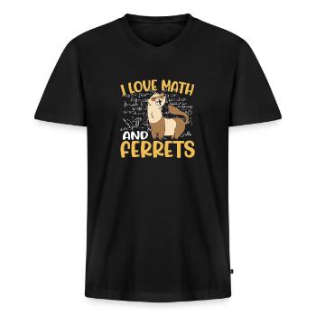 School Kids Funny Cute I Love Math And Ferrets - Men's Premium Organic T-shirt with V-neck - black - Front - Nico (187cm)