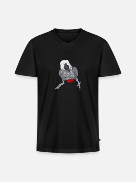 Graupapagei Perroquet gris d’Afrique Papagei - T-shirt encolure en V Premium bio Homme - noir