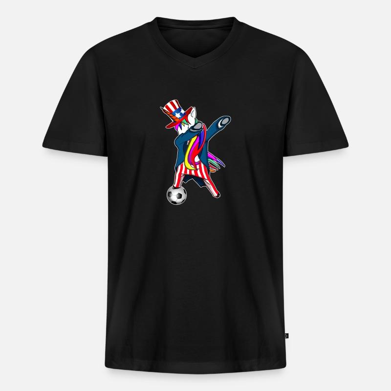 4. Juli Dabbing US-Einhorn - Männer Premium Bio T-Shirt mit V-Ausschnitt - Schwarz