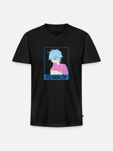 Anime Gay Boy Yaoi Design til en Femboy - Premium økologisk T-shirt med V-hals til mænd - sort
