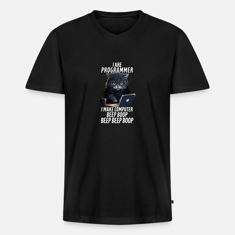 Ich bin Programmierer Beep Boop - Männer Premium Bio T-Shirt mit V-Ausschnitt - Schwarz