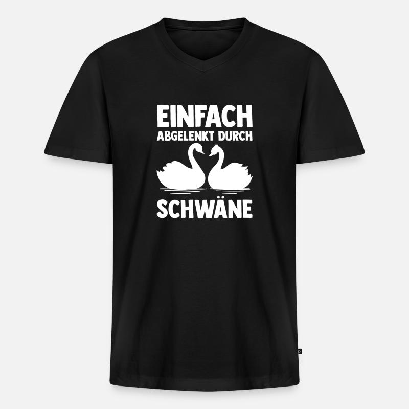 Schwan - Männer Premium Bio T-Shirt mit V-Ausschnitt - Schwarz