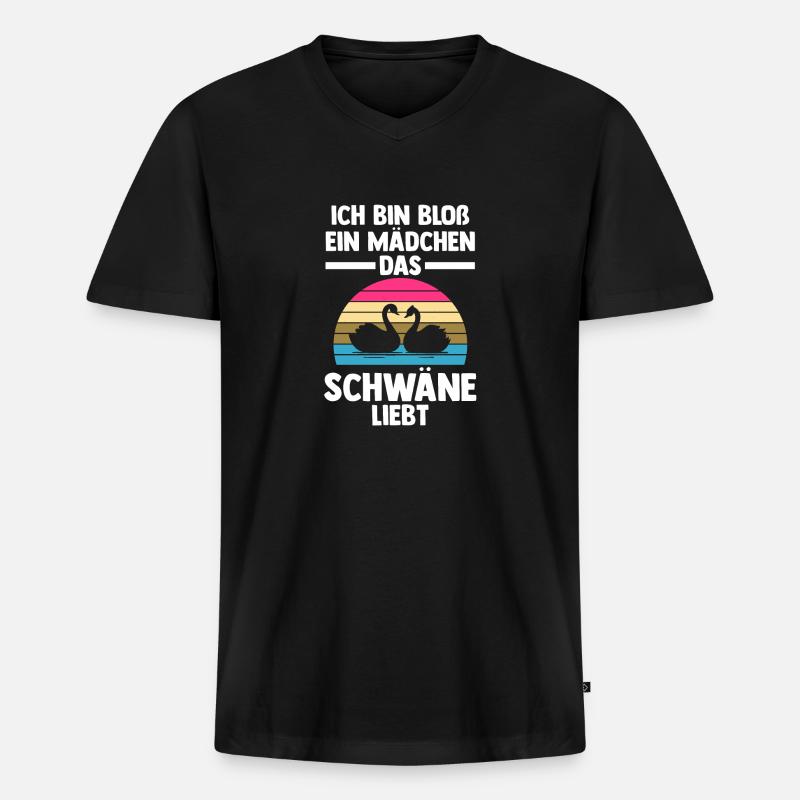 Schwan - Männer Premium Bio T-Shirt mit V-Ausschnitt - Schwarz