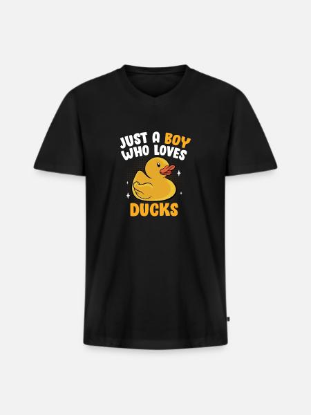 Bare en dreng, der elsker gummiænder ælling sjov d - Premium økologisk T-shirt med V-hals til mænd - sort