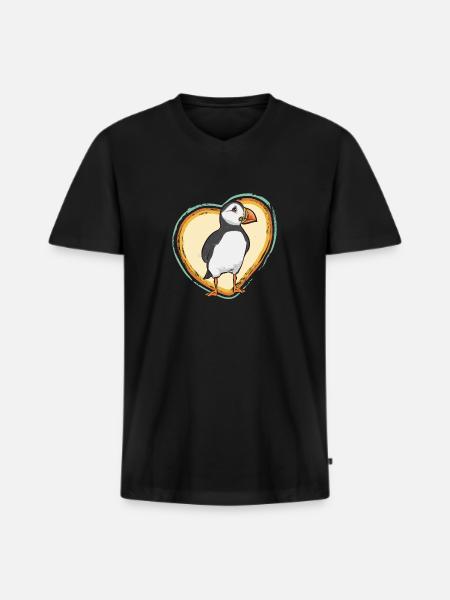 puffin, puffin, auks, lunde - Men's Premium Organic T-shirt with V-neck - black