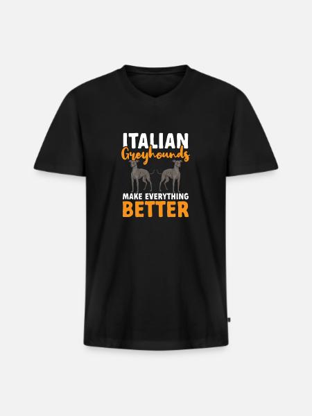 Italian Greyhound Greyhound Dogs - Men's Premium Organic T-shirt with V-neck - black