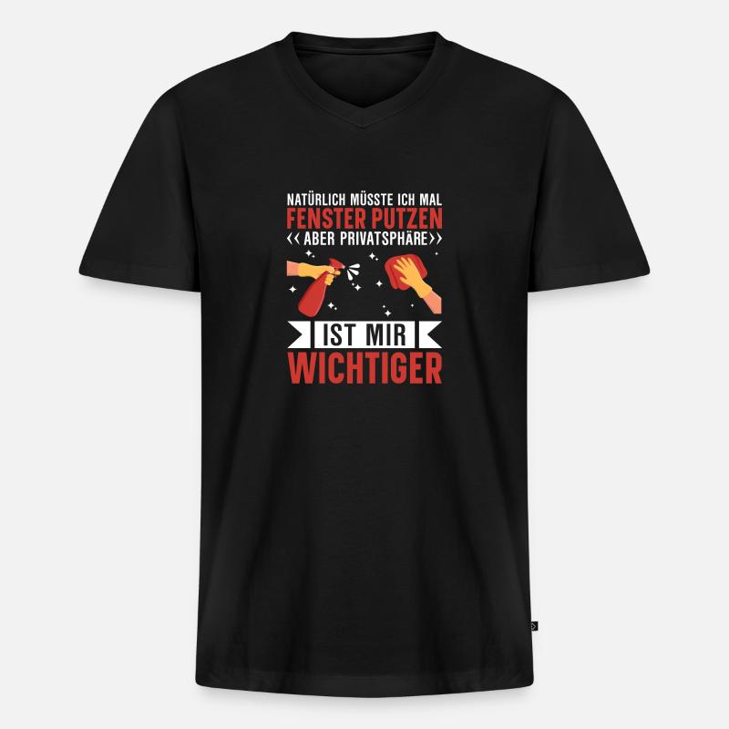 Privatsphäre Fenster putzen lustig - Männer Premium Bio T-Shirt mit V-Ausschnitt - Schwarz