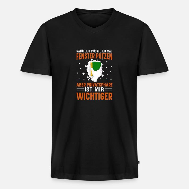 Fenster putzen Privatsphäre Geschenkidee - Männer Premium Bio T-Shirt mit V-Ausschnitt - Schwarz