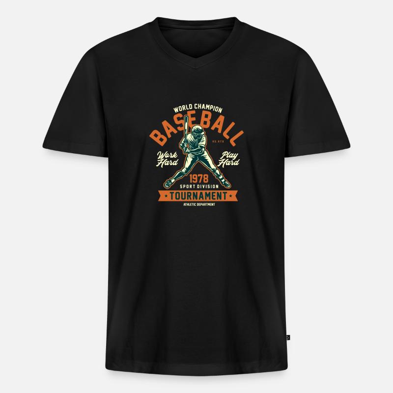 Baseball-Grafik - Männer Premium Bio T-Shirt mit V-Ausschnitt - Schwarz