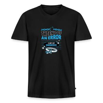 Lustiges Scheidung Glücklich Geschieden und - Männer Premium Bio T-Shirt mit V-Ausschnitt - Schwarz - Vorne - Nico (187cm)