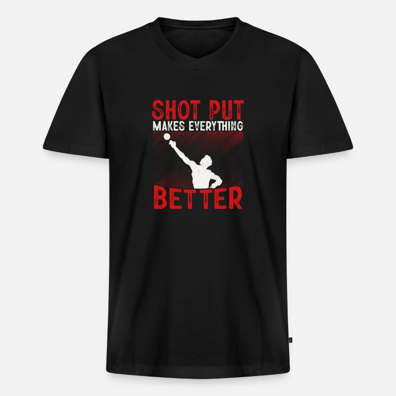 Kugelstoßen Werfen Leichtathletik - Männer Premium Bio T-Shirt mit V-Ausschnitt - Schwarz