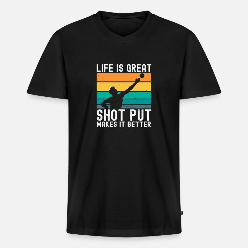 Kugelstoßen Werfen Leichtathletik - Männer Premium Bio T-Shirt mit V-Ausschnitt - Schwarz