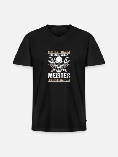 Meisterprüfung Geschenkidee Lizenz - Männer Premium Bio T-Shirt mit V-Ausschnitt - Schwarz