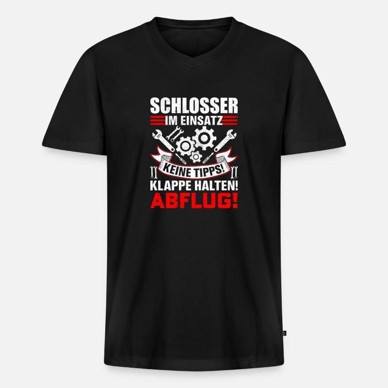 Schlosser im Einsatz Geschenkidee - Männer Premium Bio T-Shirt mit V-Ausschnitt - Schwarz