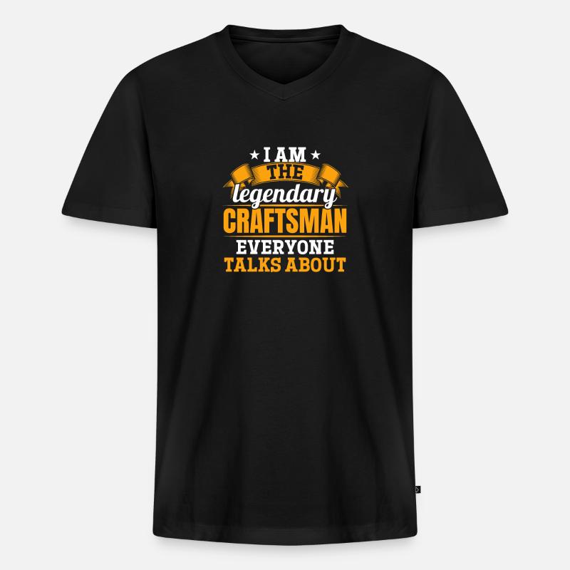 Ich bin dieser legendäre Handwerker - Männer Premium Bio T-Shirt mit V-Ausschnitt - Schwarz
