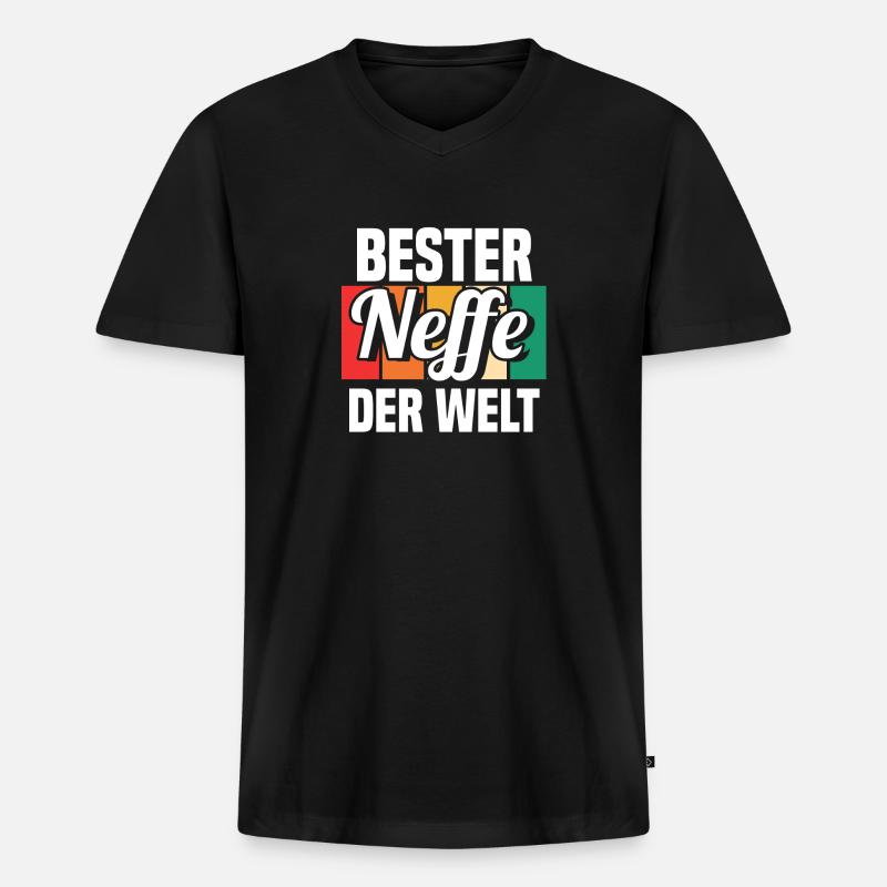 Neffe - Männer Premium Bio T-Shirt mit V-Ausschnitt - Schwarz