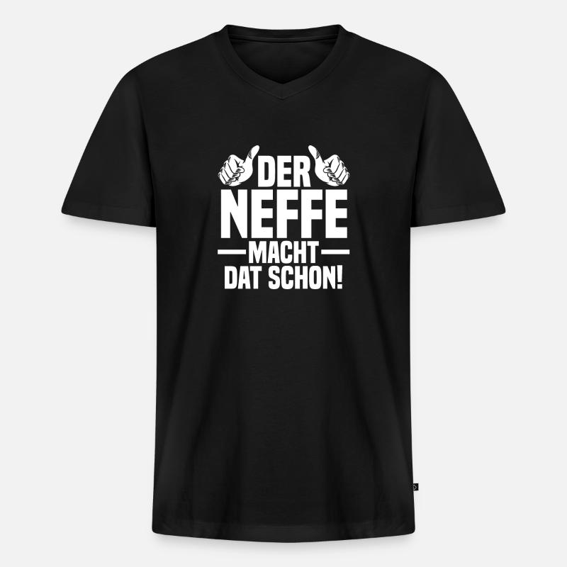 Neffe - Männer Premium Bio T-Shirt mit V-Ausschnitt - Schwarz
