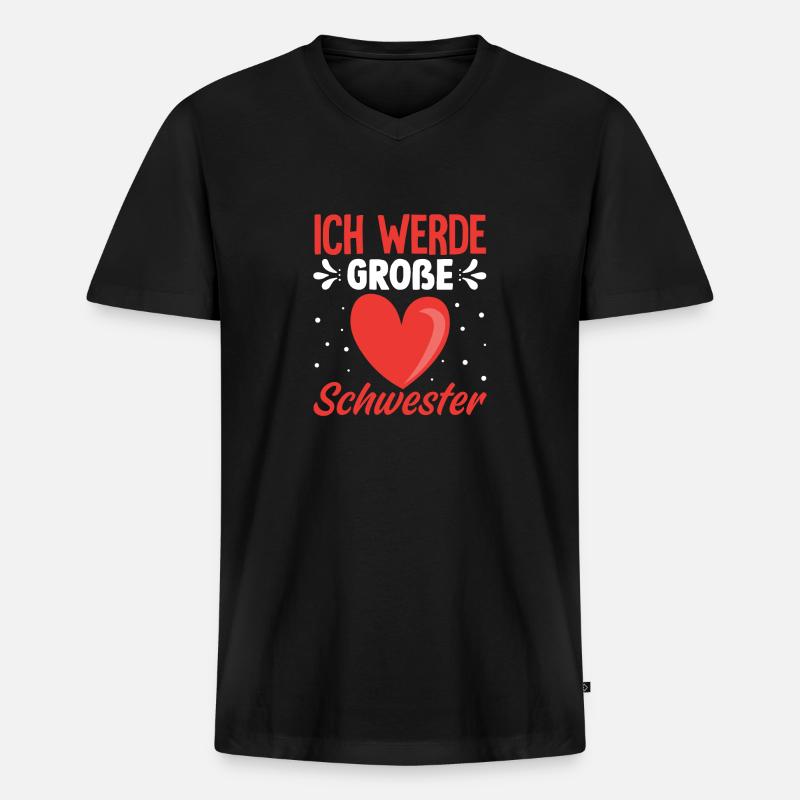 Ich werde große Schwester Kleinkind - Männer Premium Bio T-Shirt mit V-Ausschnitt - Schwarz