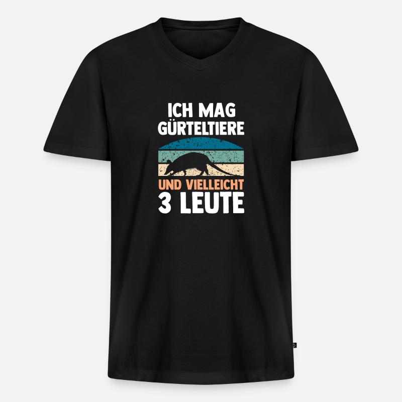 Gürteltier - Männer Premium Bio T-Shirt mit V-Ausschnitt - Schwarz