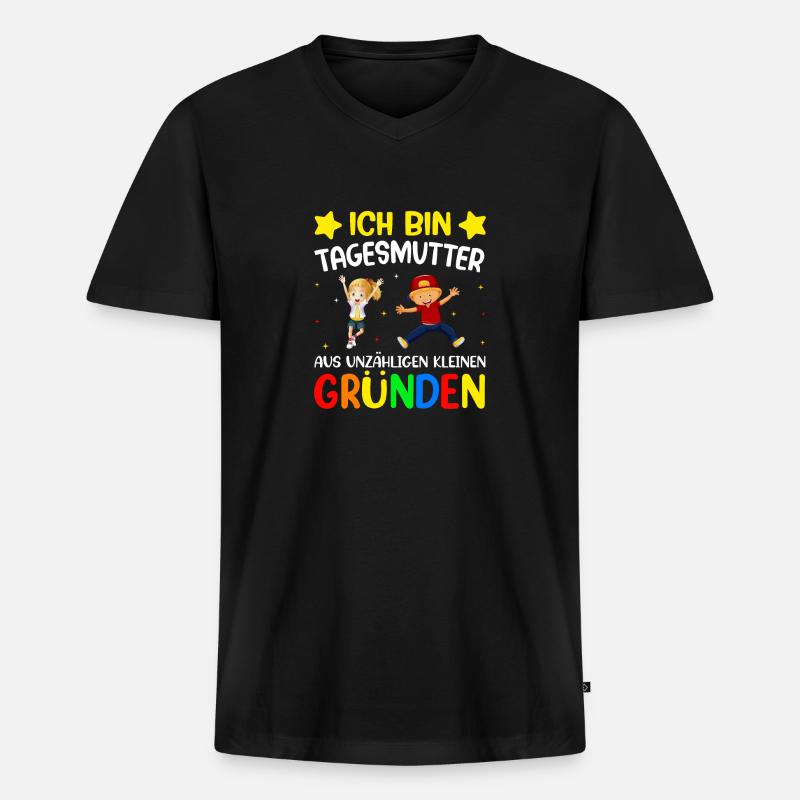 Tagesmutter Abschied - Männer Premium Bio T-Shirt mit V-Ausschnitt - Schwarz