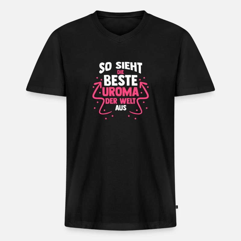 Urgroßmutter Beste Uroma - Männer Premium Bio T-Shirt mit V-Ausschnitt - Schwarz