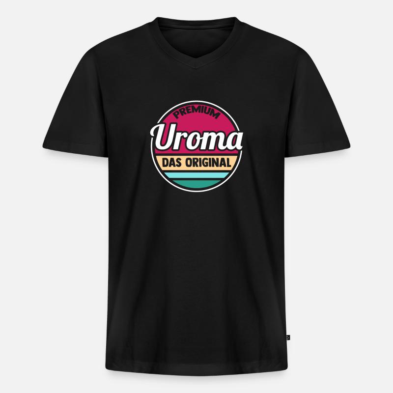 Urgroßmutter Uroma - Männer Premium Bio T-Shirt mit V-Ausschnitt - Schwarz