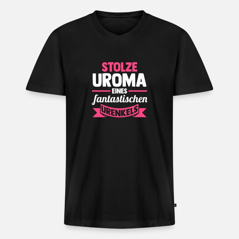 Urgroßmutter Uroma - Männer Premium Bio T-Shirt mit V-Ausschnitt - Schwarz