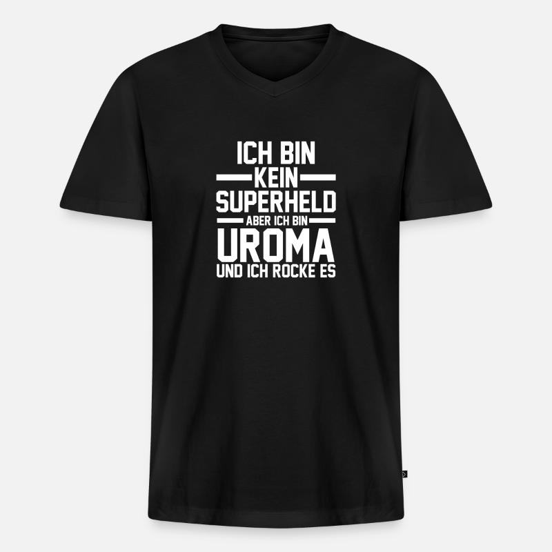 Urgroßmutter Uroma - Männer Premium Bio T-Shirt mit V-Ausschnitt - Schwarz