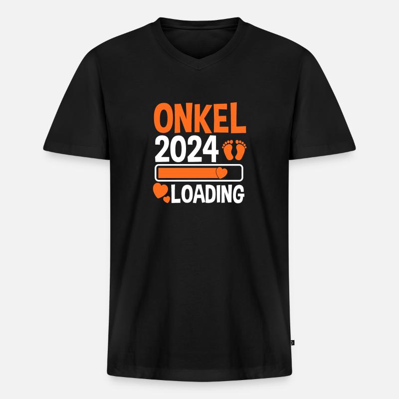 Werdender Onkel 2025 - Männer Premium Bio T-Shirt mit V-Ausschnitt - Schwarz