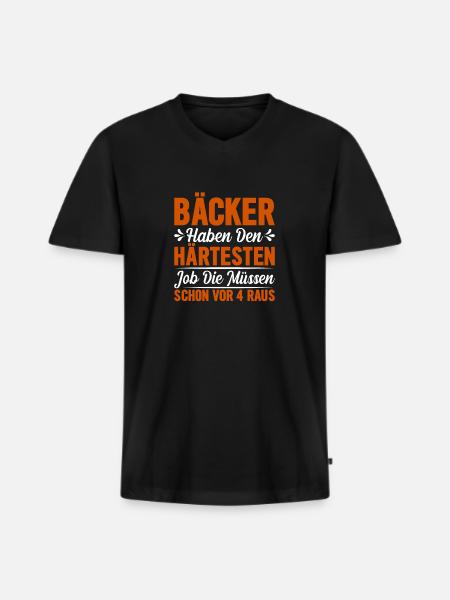Bäcker Bäckerei Geschenk lustig - Männer Premium Bio T-Shirt mit V-Ausschnitt - Schwarz
