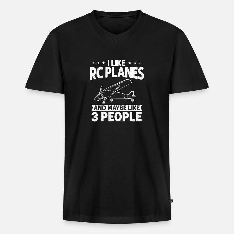 Ferngesteuertes Flugzeug Modellflugzeug - Männer Premium Bio T-Shirt mit V-Ausschnitt - Schwarz