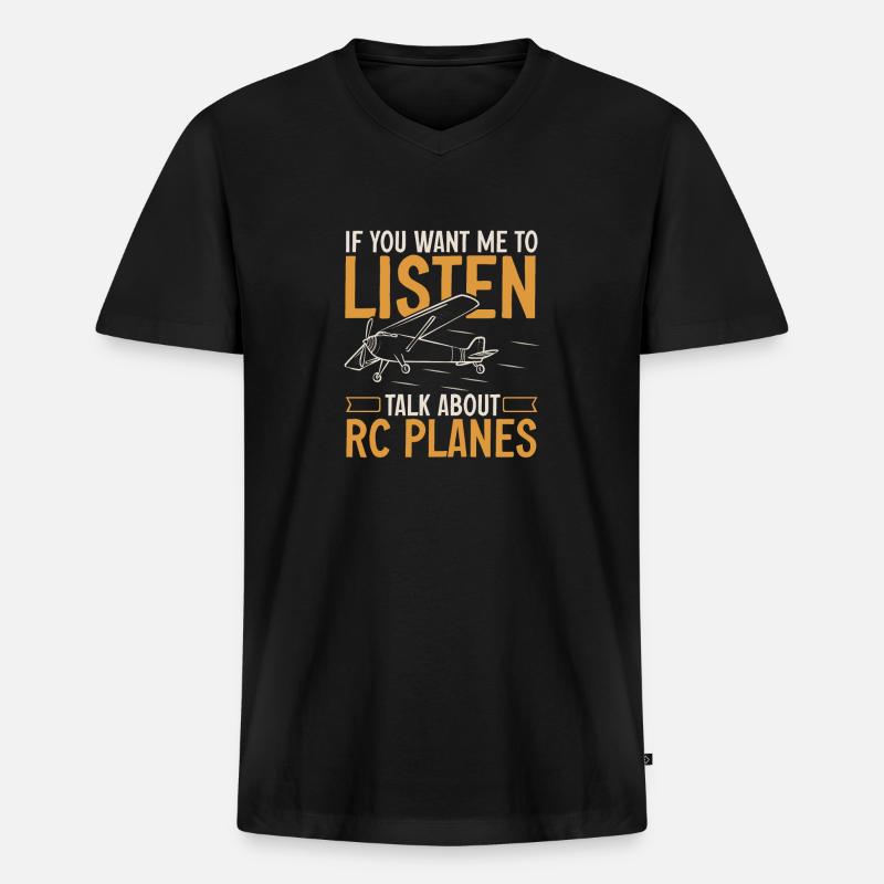 Ferngesteuertes Flugzeug Modellflugzeug - Männer Premium Bio T-Shirt mit V-Ausschnitt - Schwarz