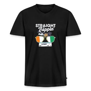 Straight Ttripin 'Elfenben Ferie Tour Rejse Rejse Tur - Premium økologisk T-shirt med V-hals til mænd - sort - Foran - Nico (187cm)