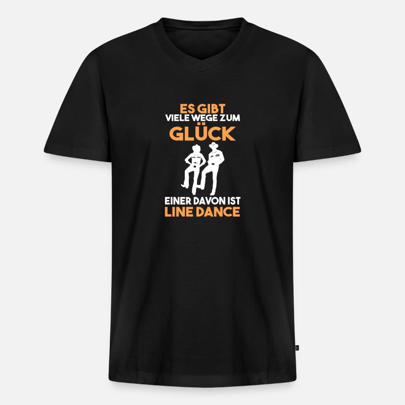 Line Dance Tänzer - Männer Premium Bio T-Shirt mit V-Ausschnitt - Schwarz
