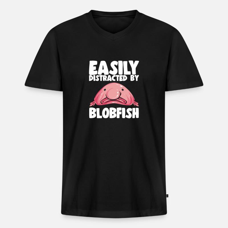 Blobfisch - Männer Premium Bio T-Shirt mit V-Ausschnitt - Schwarz