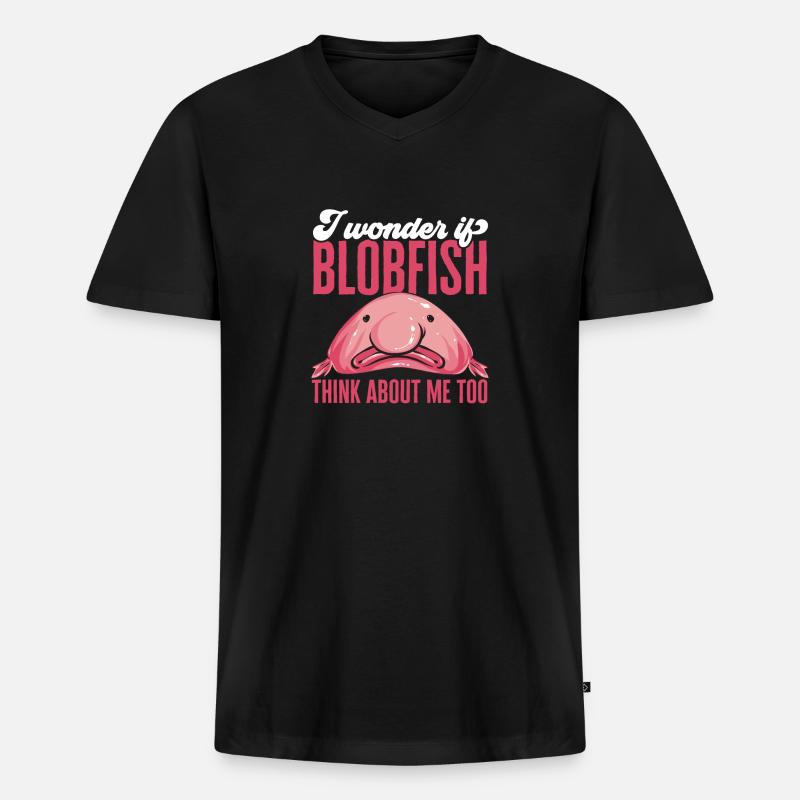Blobfisch - Männer Premium Bio T-Shirt mit V-Ausschnitt - Schwarz