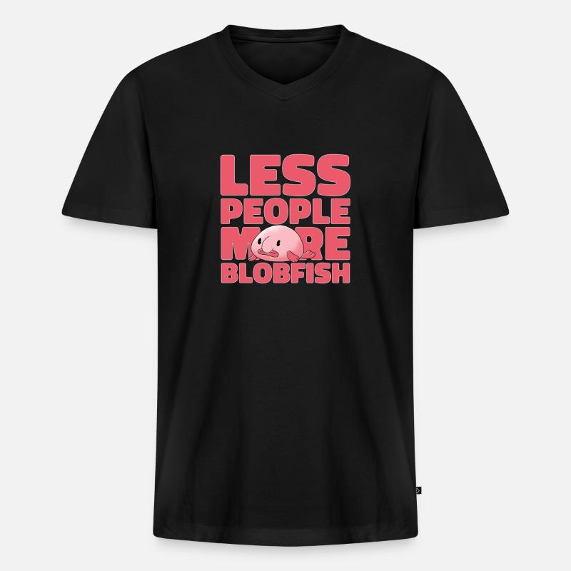 Blobfisch - Männer Premium Bio T-Shirt mit V-Ausschnitt - Schwarz