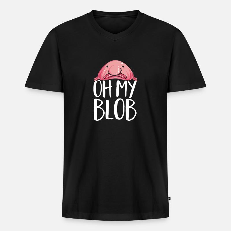 Blobfisch - Männer Premium Bio T-Shirt mit V-Ausschnitt - Schwarz
